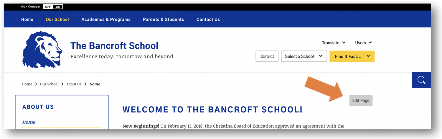 Screenshot - Edit Page button highlighted 